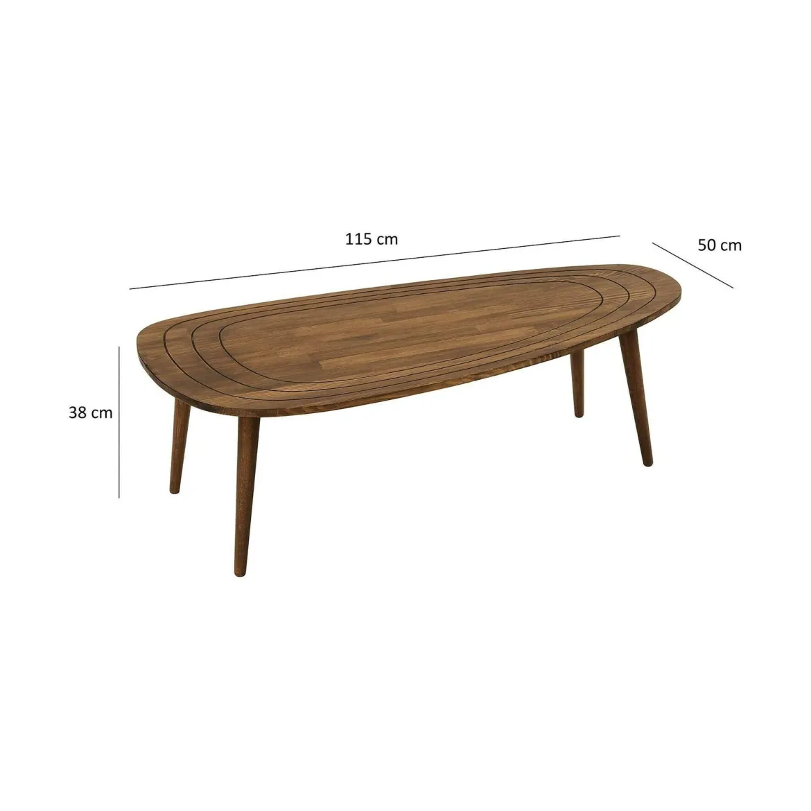 Tavolino soggiorno ovale noce 115x50x38h cm - Eugenia