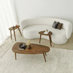 Tavolino soggiorno ovale noce 115x50x38h cm - Eugenia