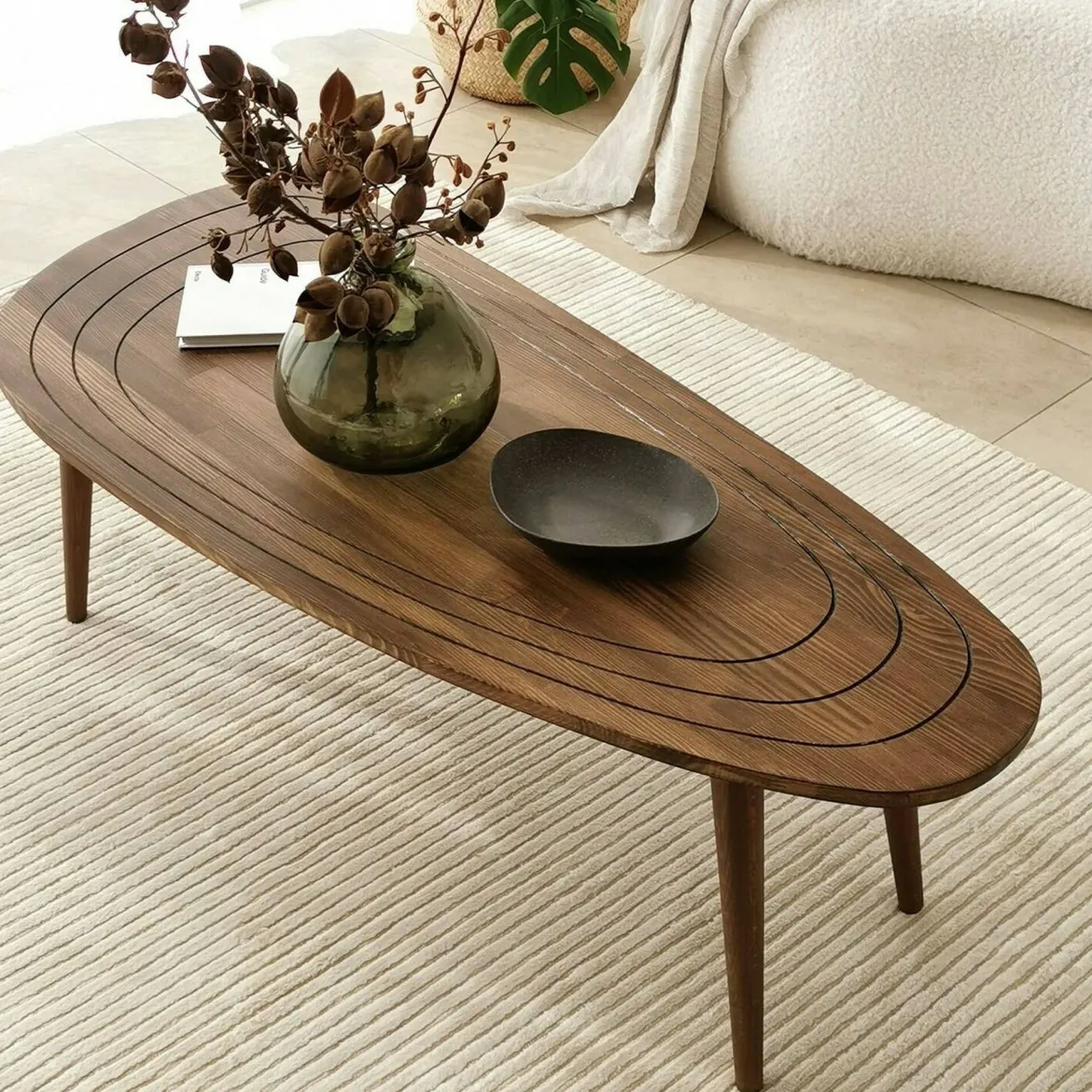 Tavolino soggiorno ovale noce 115x50x38h cm - Eugenia
