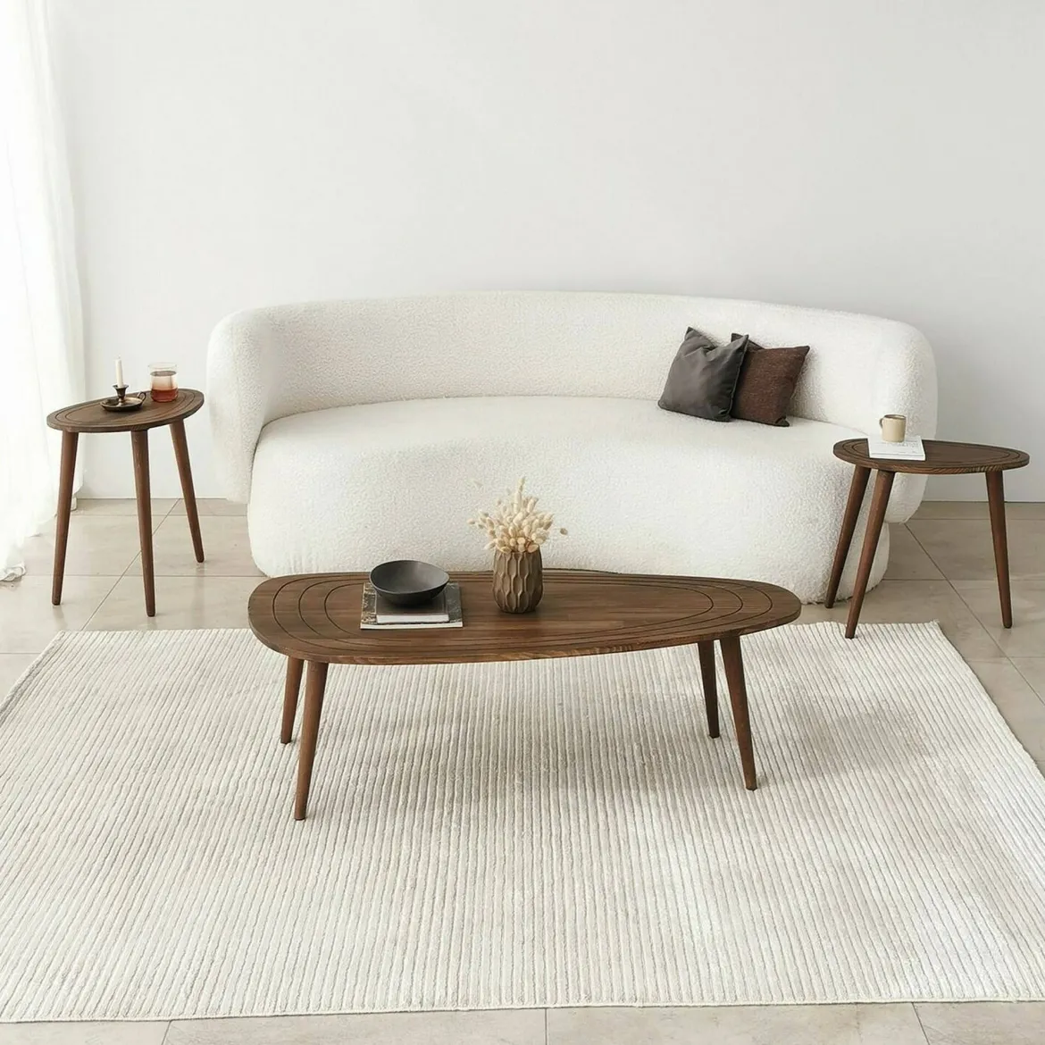 Tavolino soggiorno ovale noce 115x50x38h cm - Eugenia