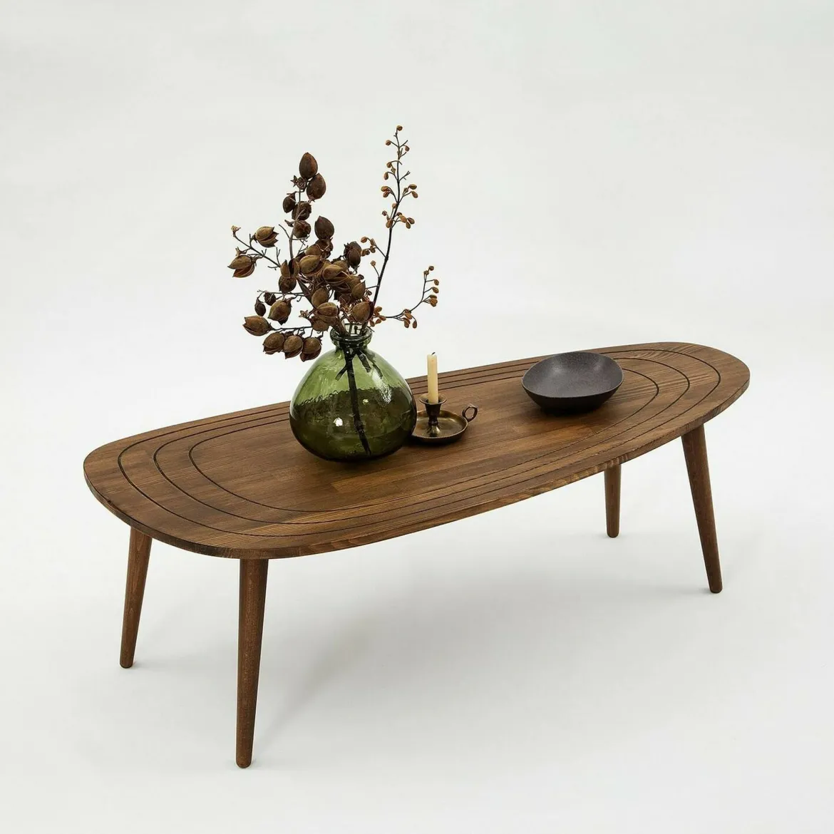 Tavolino soggiorno ovale noce 115x50x38h cm - Eugenia