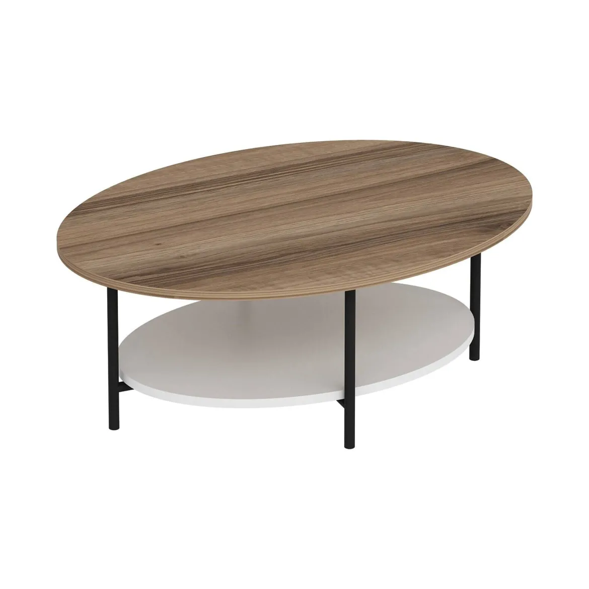 Tavolino soggiorno ovale quercia e bianco 90x60x36h cm - Subiaco