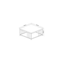 Tavolino soggiorno quadrato bianco e nero 90x90x40h cm - Raiden
