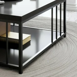 Tavolino soggiorno quadrato bianco e nero 90x90x40h cm - Raiden