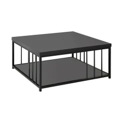 Tavolino soggiorno quadrato bianco e nero 90x90x40h cm - Raiden