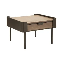 Tavolino soggiorno quadrato grigio e marrone 60x60x41h cm con 2 cassetti - Icona
