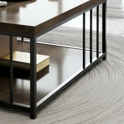 Tavolino soggiorno quadrato noce e oro 90x90x40h cm - Raiden
