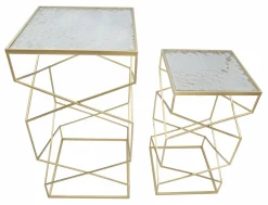 Tavolino soggiorno quadrato oro 50x50x100h cm - George