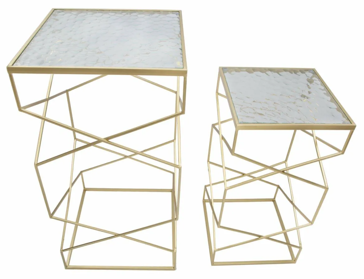Tavolino soggiorno quadrato oro 50x50x100h cm - George