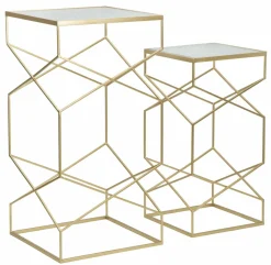 Tavolino soggiorno quadrato oro 50x50x100h cm - George