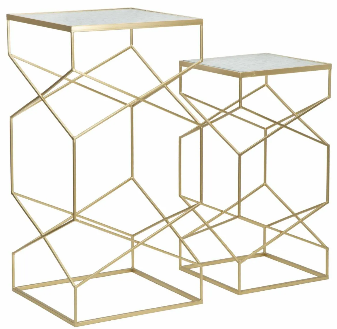 Tavolino soggiorno quadrato oro 50x50x100h cm - George