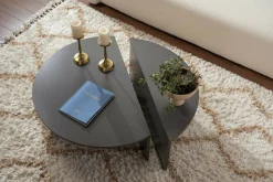 Tavolino soggiorno rettangolare angoli arrotondoti antracite 90x60x35h cm - Feyre