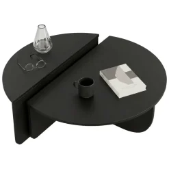 Tavolino soggiorno rettangolare angoli arrotondoti nero 90x90x35h cm - Azim
