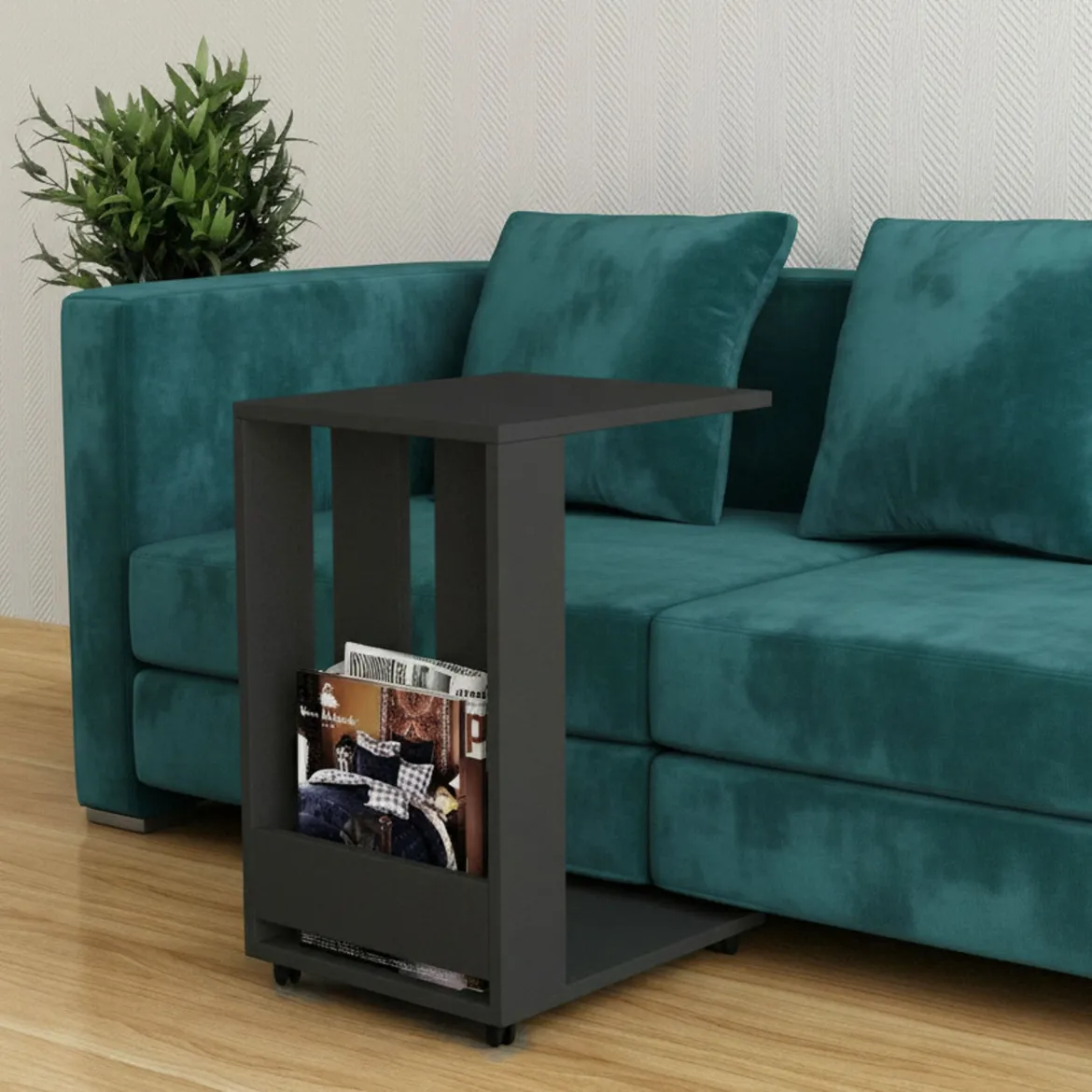 Tavolino soggiorno rettangolare antracite 60x20x60h cm - Fabrizia
