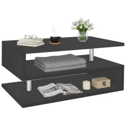 Tavolino soggiorno rettangolare antracite e nero 120x50x30h cm - Sarika