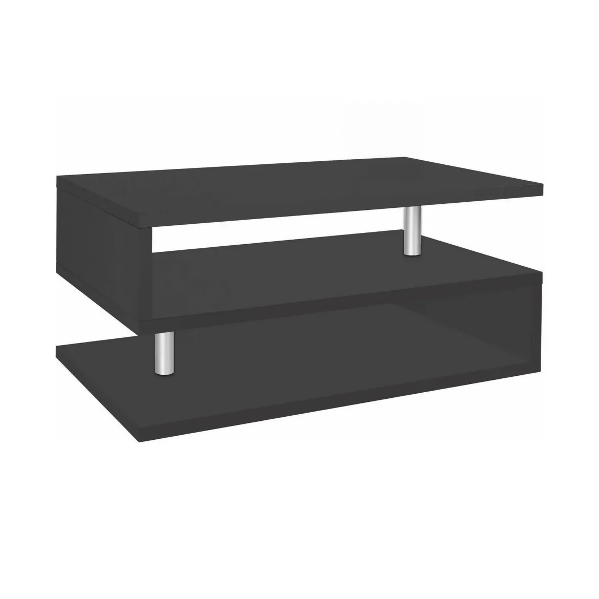Tavolino soggiorno rettangolare antracite e nero 120x50x30h cm - Sarika