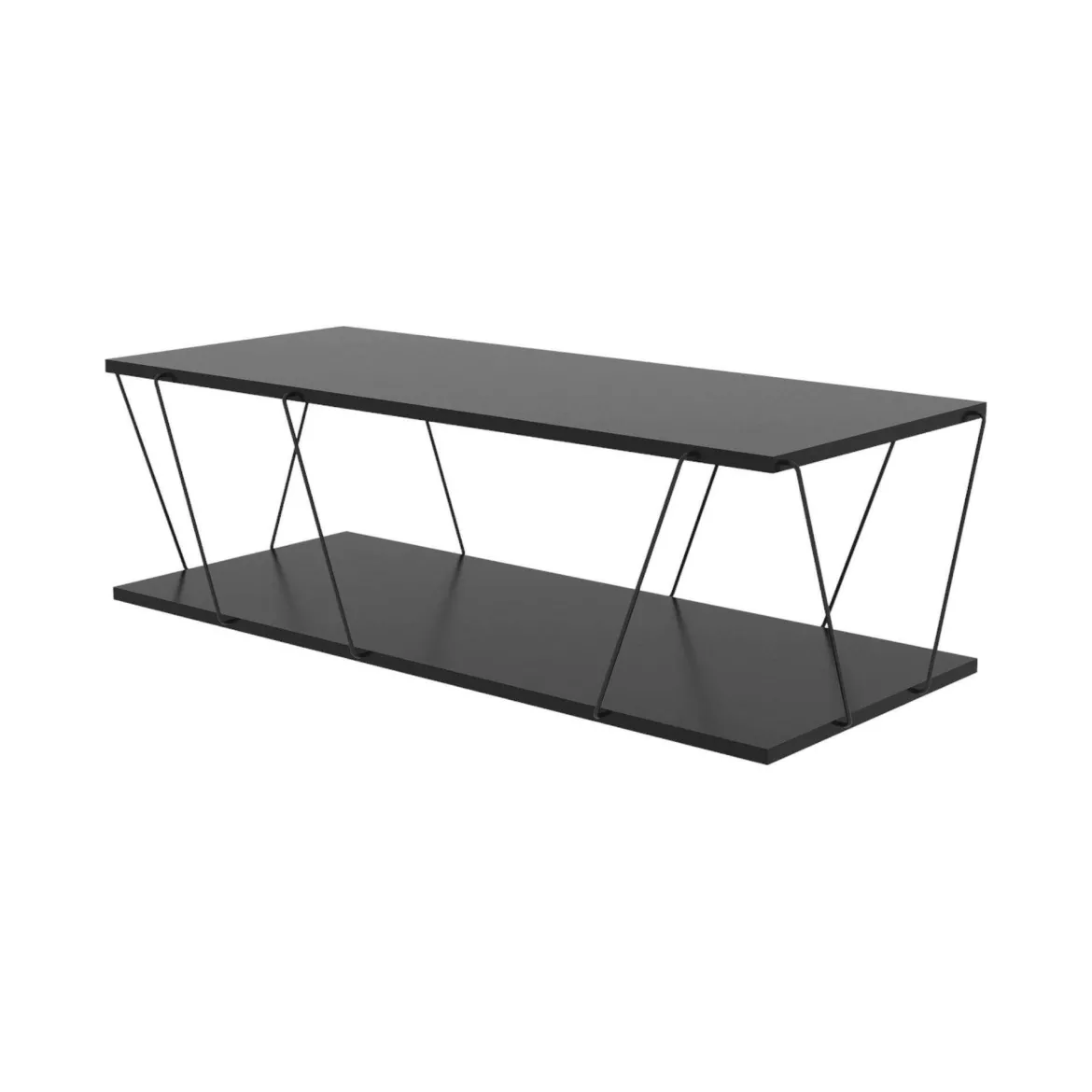 Tavolino soggiorno rettangolare antracite e nero 120x50x30h cm - Sarika
