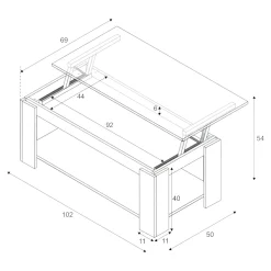 Tavolino soggiorno rettangolare bianco 110x60x40h cm - Enemonzo
