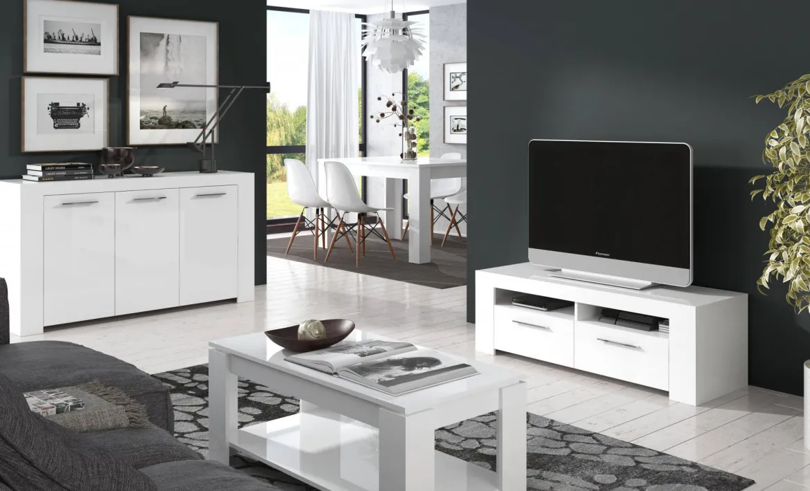 Tavolino soggiorno rettangolare bianco 102x43x50h cm - Aeolus