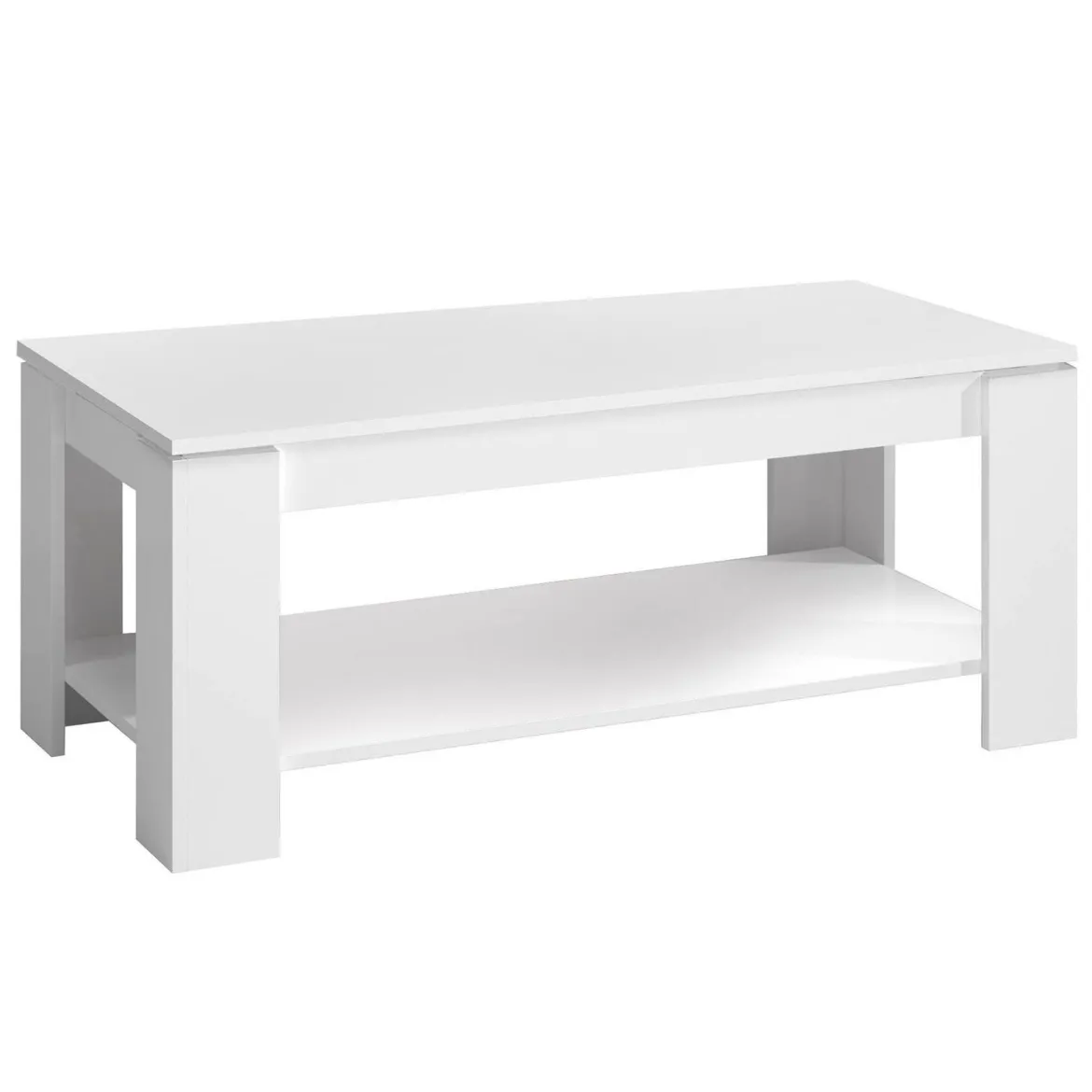 Tavolino soggiorno rettangolare bianco 102x43x50h cm - Aeolus