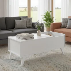 Tavolino soggiorno rettangolare bianco e antracite 60x60x32h cm - Sondalo