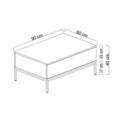 Tavolino soggiorno rettangolare bianco e grigio 120x51x101h cm - Pontebba
