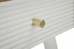 Tavolino soggiorno rettangolare bianco e marrone 45x32x62h cm con 1 cassetto - Fridal