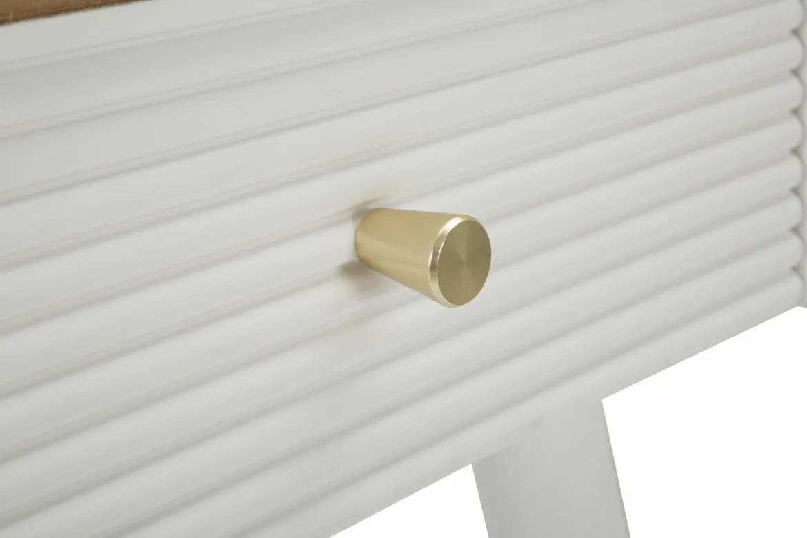 Tavolino soggiorno rettangolare bianco e marrone 45x32x62h cm con 1 cassetto - Fridal