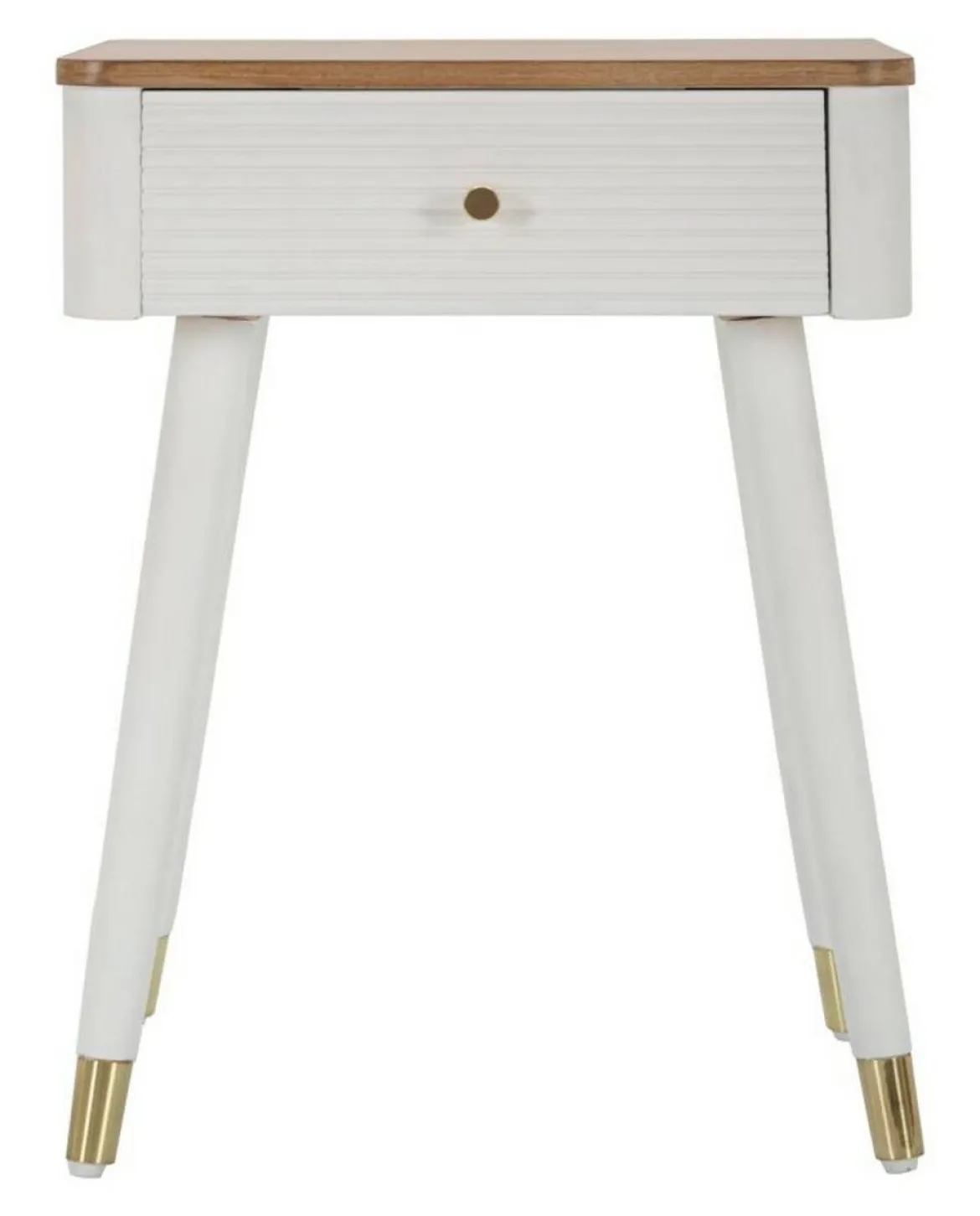 Tavolino soggiorno rettangolare bianco e marrone 45x32x62h cm con 1 cassetto - Fridal
