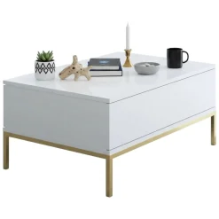 Tavolino soggiorno rettangolare bianco lucido 100x55x42h cm - Aboronzi