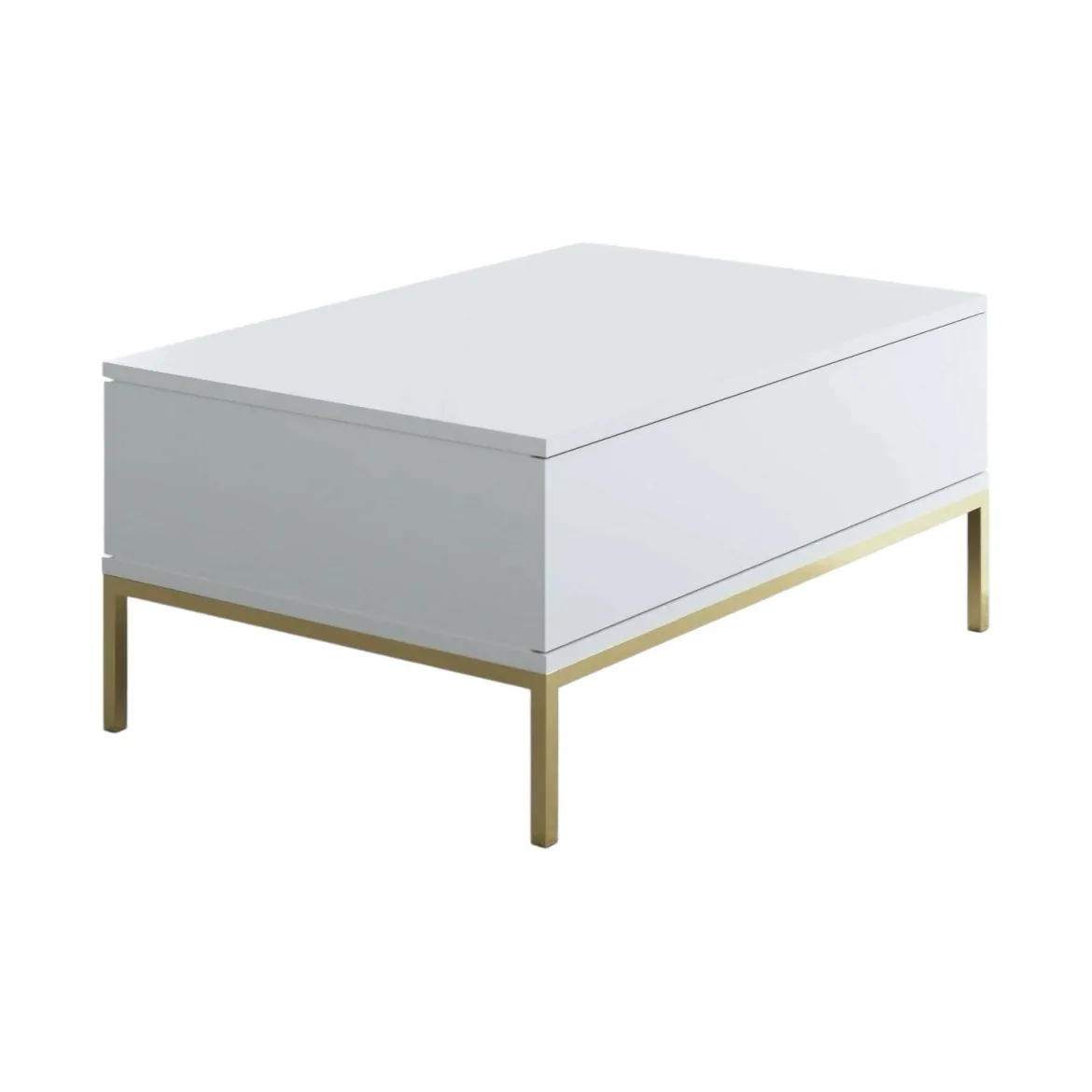 Tavolino soggiorno rettangolare bianco e oro 90x60x40h cm - Vespero