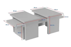 Tavolino soggiorno rettangolare grigio 110x45x41h cm - Amarantha