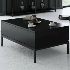 Tavolino soggiorno rettangolare nero opaco 90x60x40h cm - Vespero