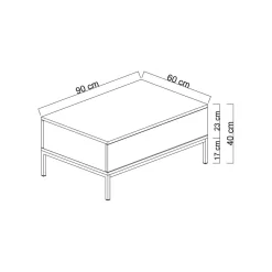 Tavolino soggiorno rettangolare noce e antracite 105x34x60h cm - Mansuk