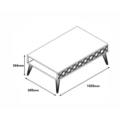 Tavolino soggiorno rettangolare noce e bianco 119x60x40h cm - Elain