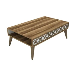 Tavolino soggiorno rettangolare noce e bianco 119x60x40h cm - Elain