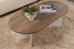 Tavolino soggiorno rettangolare noce e bianco 119x60x40h cm - Elain