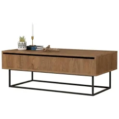 Tavolino soggiorno rettangolare noce e nero 75x75x40h cm - Baone