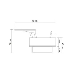 Tavolino soggiorno rettangolare noce e nero 75x75x40h cm - Baone
