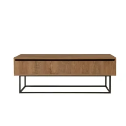 Tavolino soggiorno rettangolare noce e nero 75x75x40h cm - Baone