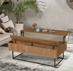Tavolino soggiorno rettangolare noce e nero 75x75x40h cm - Baone