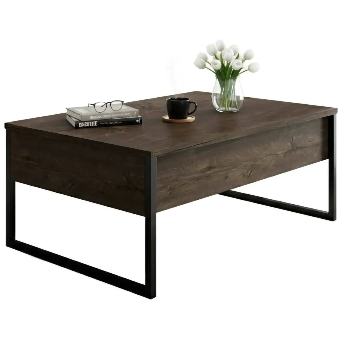 Tavolino soggiorno rettangolare noce e oro 90x60x40h cm - Lavinia