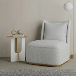 Tavolino soggiorno rettangolare rovere e bianco 40x40x47h cm - Bret