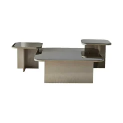 Tavolino soggiorno rettangolare tortora e fume 80x80x40h cm modulare - Nuummite