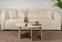 Tavolino soggiorno rotondo beige 90x90x41h cm - Tairn