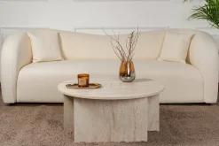 Tavolino soggiorno rotondo beige 90x90x41h cm - Tairn