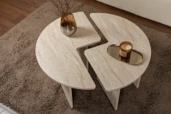 Tavolino soggiorno rotondo beige 90x90x41h cm - Tairn