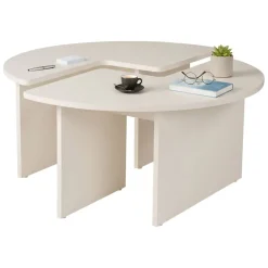 Tavolino soggiorno rotondo bianco larice 90x90x41h cm - Tairn