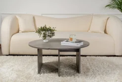 Tavolino soggiorno rotondo grigio 90x90x41h cm - Tairn