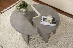 Tavolino soggiorno rotondo grigio 90x90x41h cm - Tairn